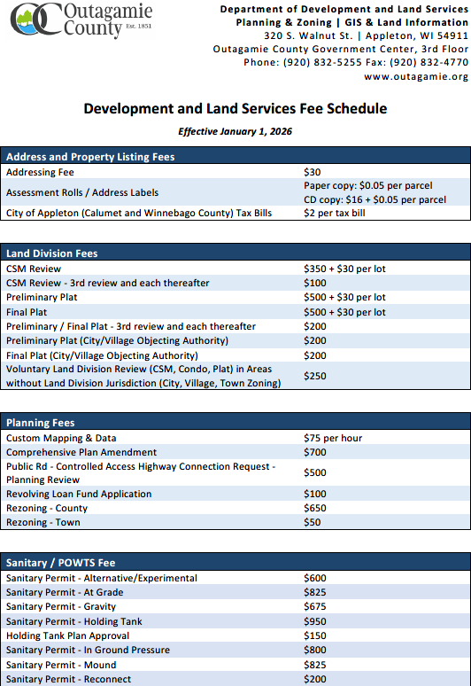 View of DLS Fee Schedule