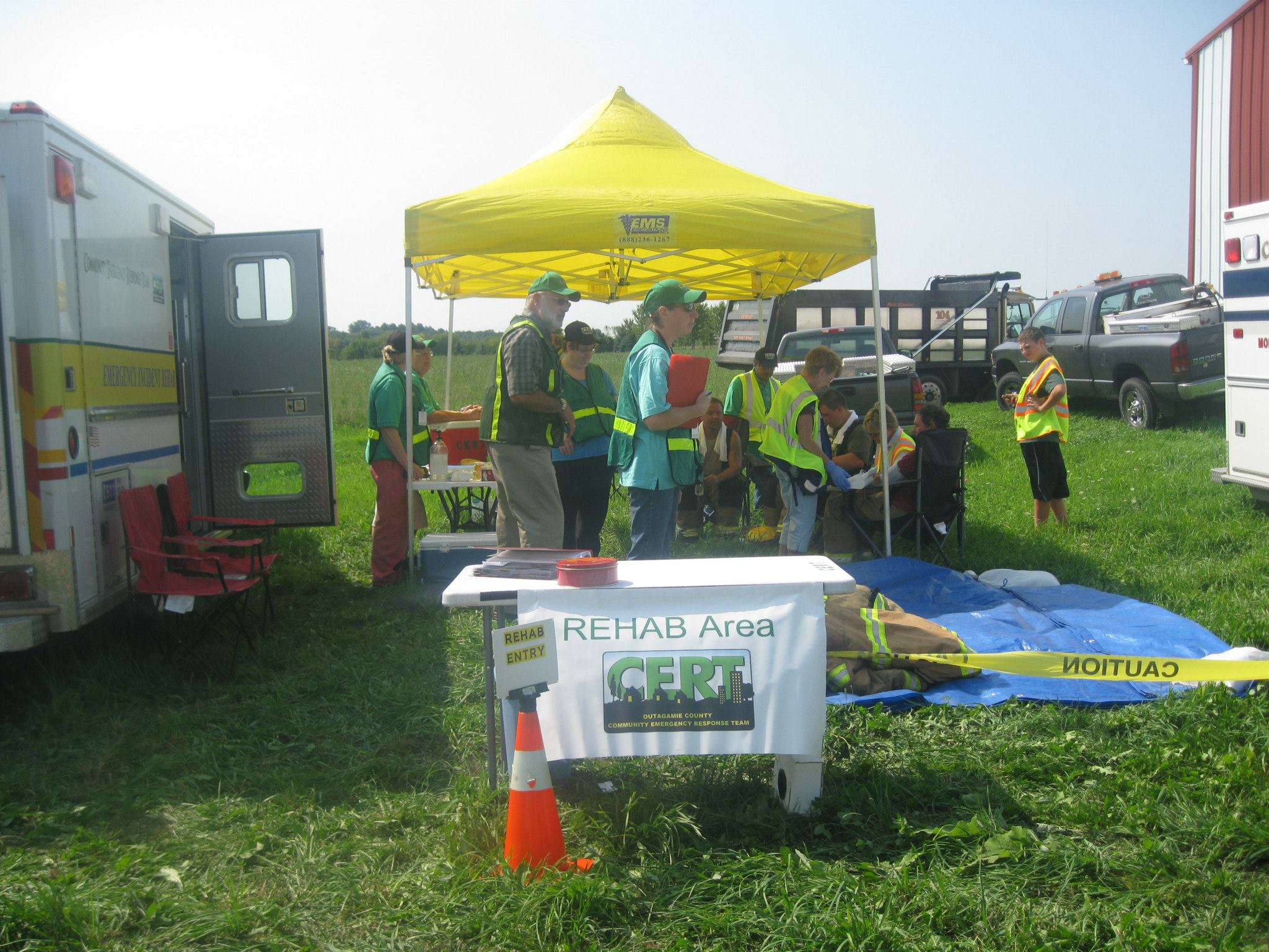 CERT performing Rehab at a fire scene on December 7, 2012.