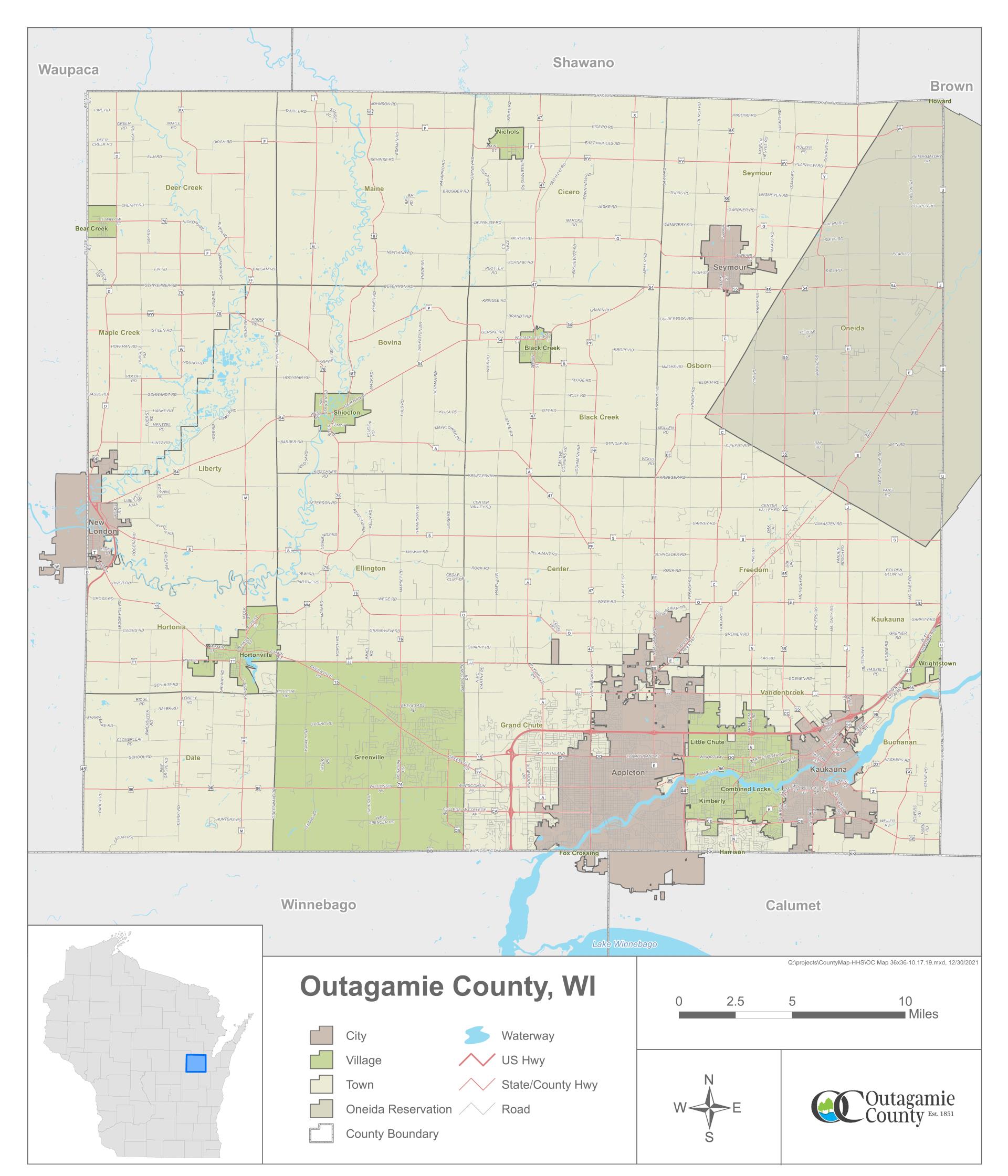 Outagamie County map