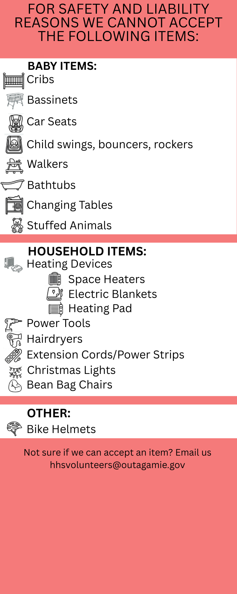 Donations not accepted list