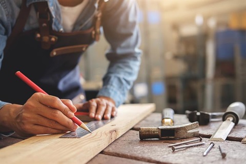 Man working  with wood