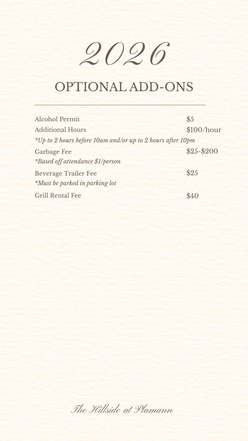 2026 Hillside Add Ons